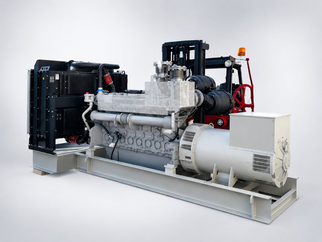 Direct drive: gas engine with flange-mounted generator on a common base frame