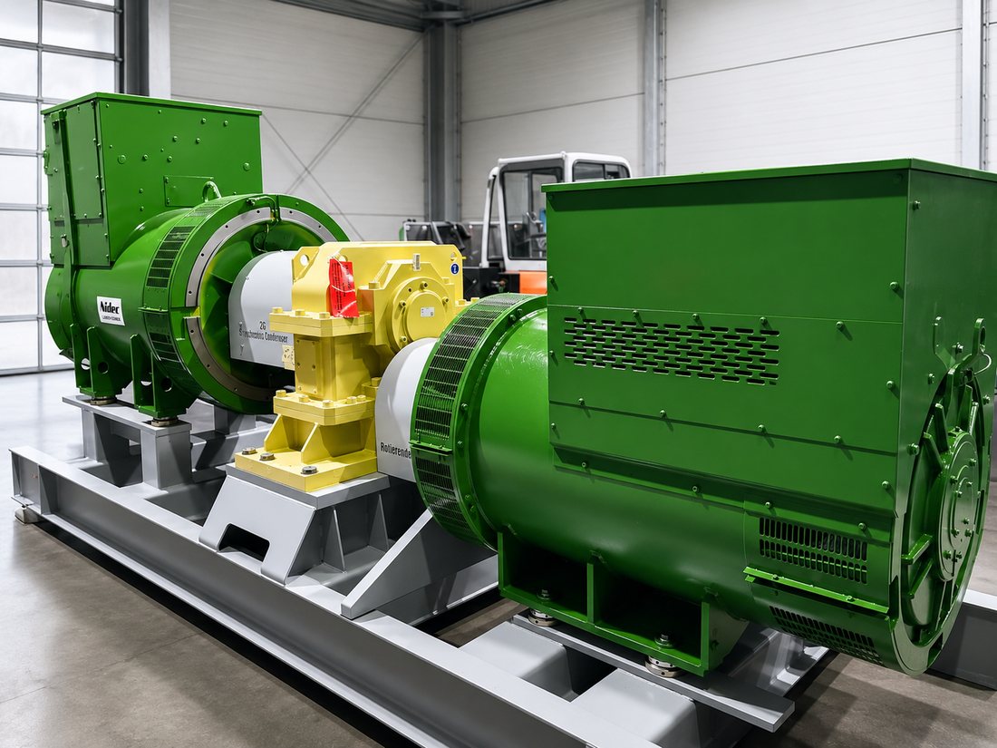 Prototype construction: assembled synchronous generator with gearbox in the WB Engineering workshop